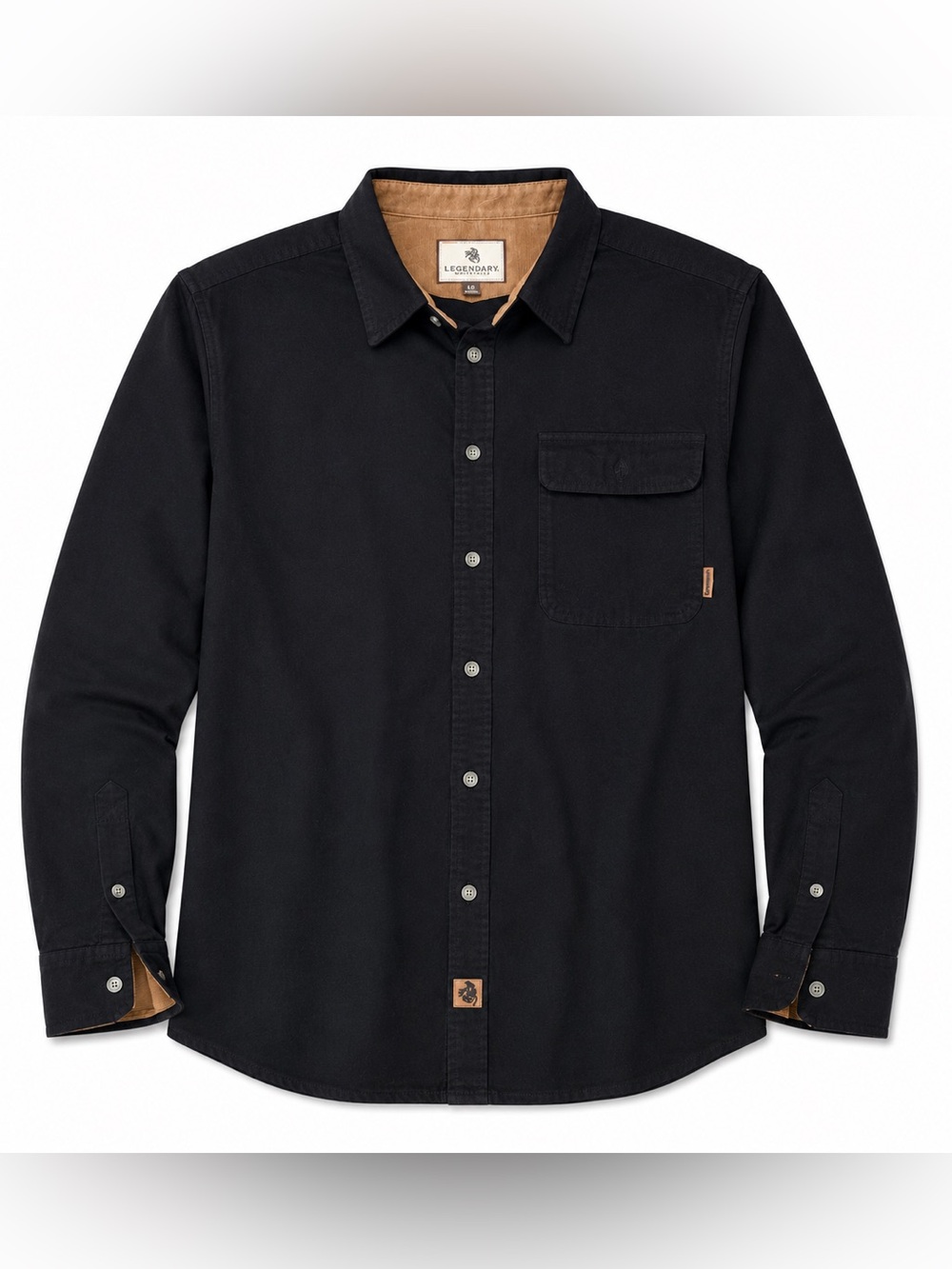 Legendary Whitetails Black Long-Sleeve Felted Cotton Button-Down Shirt - Large